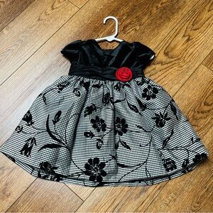 Marmellata Black and White Checkered Floral Dress